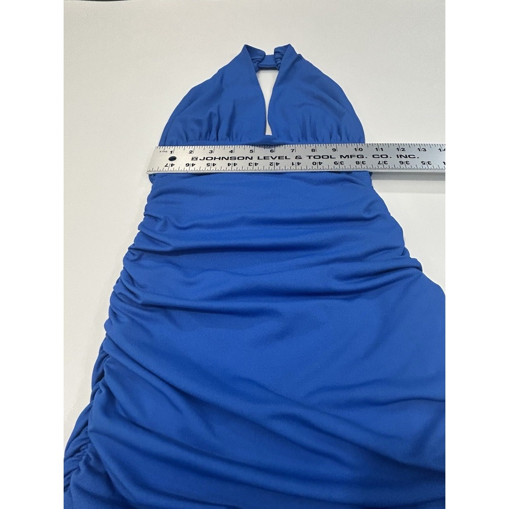 Princess Polly Jordy Halter Mini Dress Blue Ruched Women's Size 0 / Zero - Picture 6 of 9